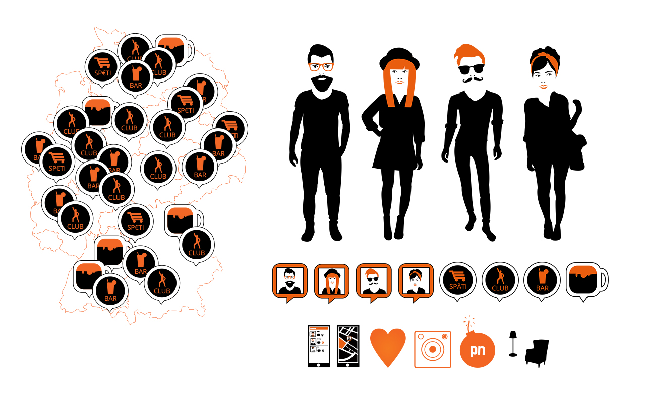 Illustrationen Illustrator Hipster Berlin Partyneighbor Icondesign Icons